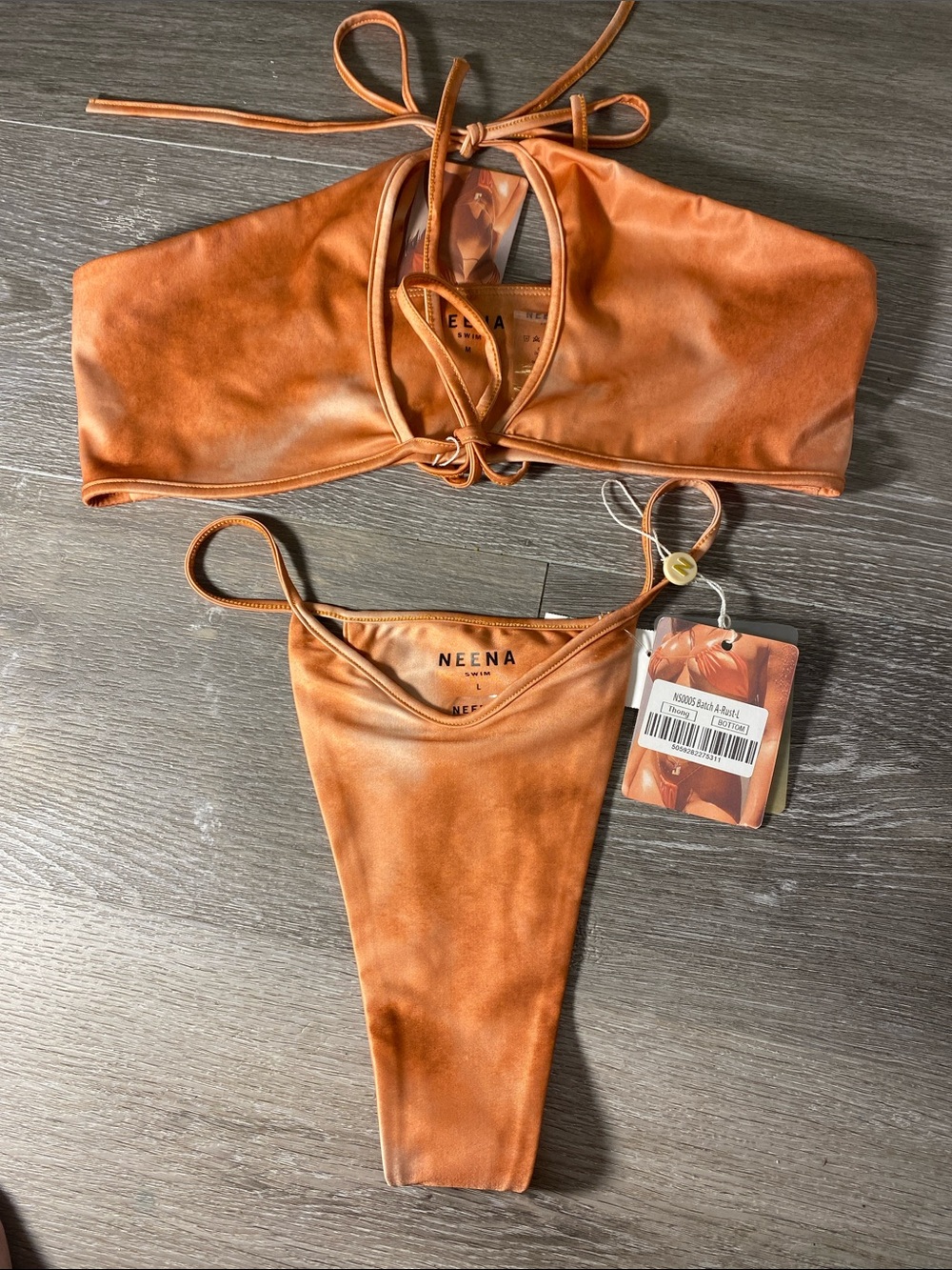 Neena Women's Rust Orange Tie-Back Bikini Set